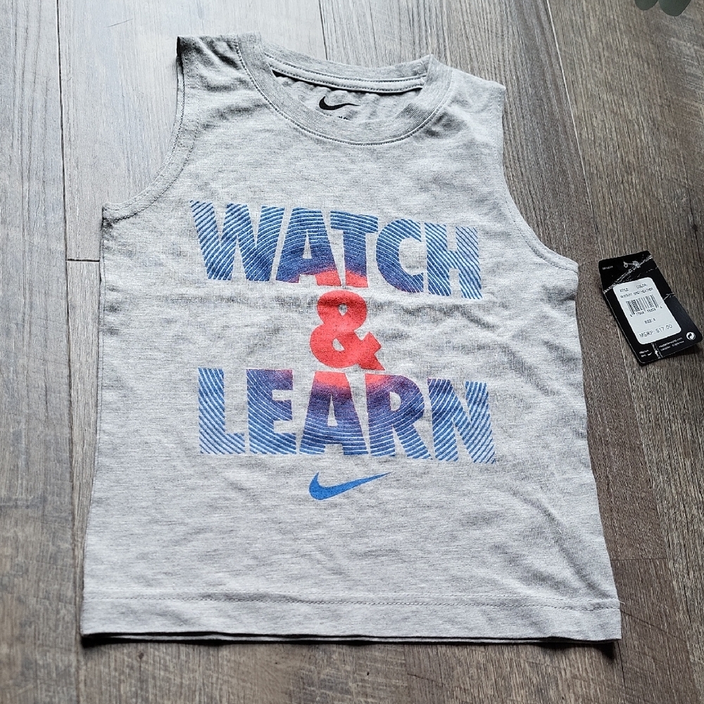 Nike Kids Gray Tank Top with Red and Blue Print